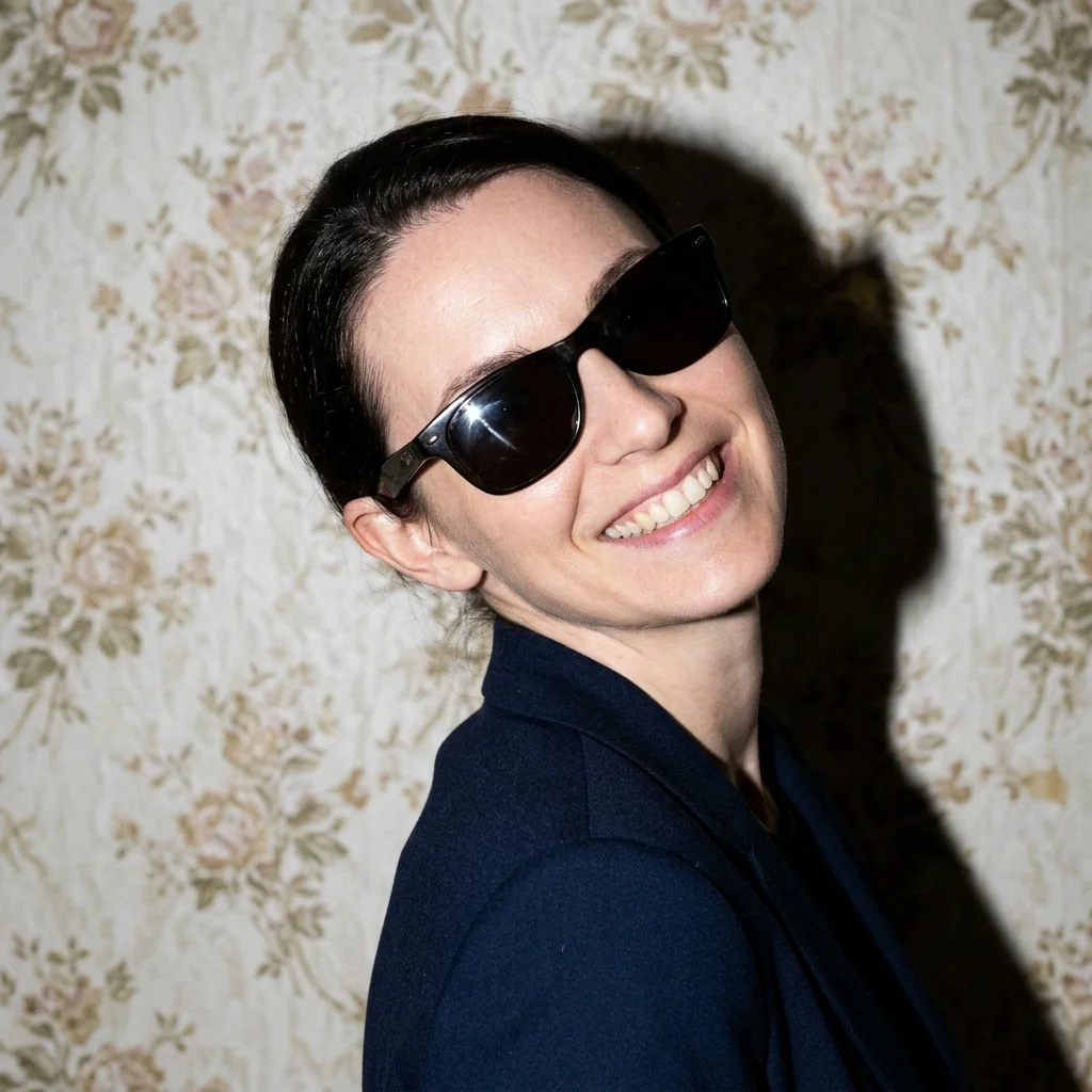 Passport-style portrait with distracting shadows and an uneven background