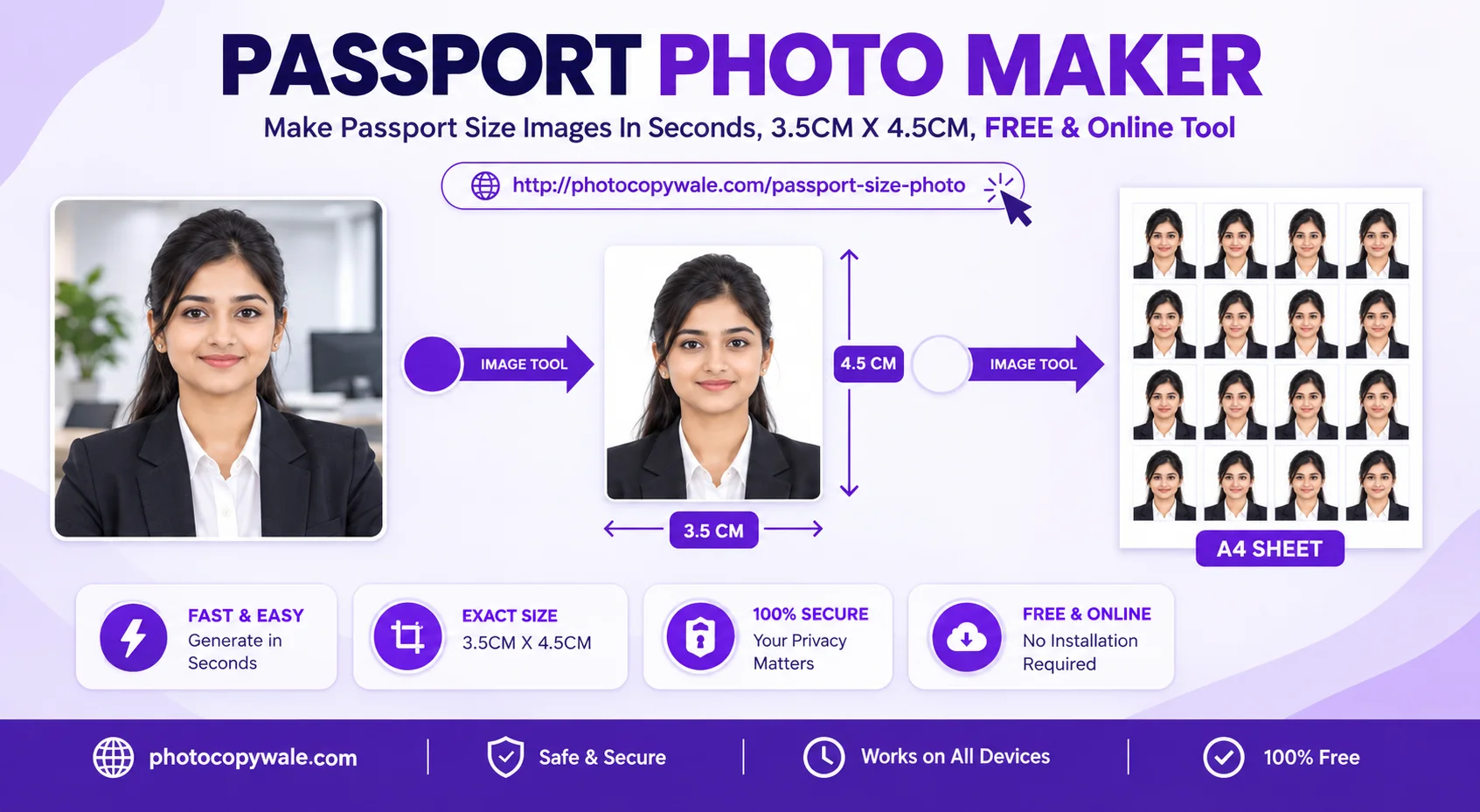 PhotocopyWale - Online Passport Size Photo Maker and Print Tools